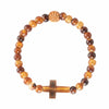 Caramel Beaded Cross Bracelet top